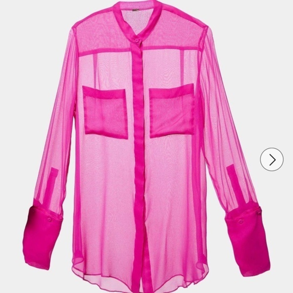 Adam Lippes Sheer Silk Blouse Hot Pink | Luxury Designer Size approx M feminine
